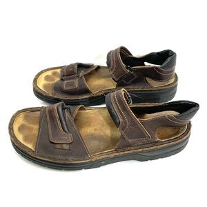Naot Sandals Men's 12 Brown Lappland Buffalo Leather EU 45 Straps Sued
